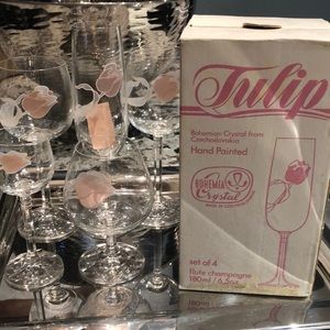 60 Pieces -Hand Painted Bohemian Crystal Glasses. Brand New!